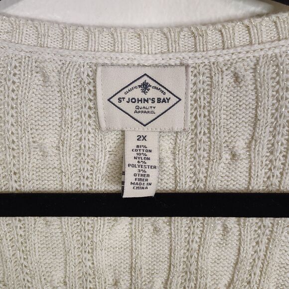 ST. JOHN'S BAY 2 Cable Knit Sweaters 2X Women's Long Sleeve V-Neck Bundle Lot - Picture 5 of 8